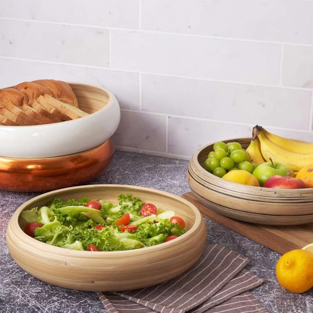 Bamboo Fruit Bowl & Home Decor Bowl (Natural)-3