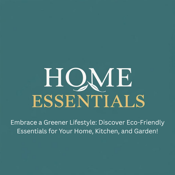 Home Essentials logo on a teal background with promotional text.